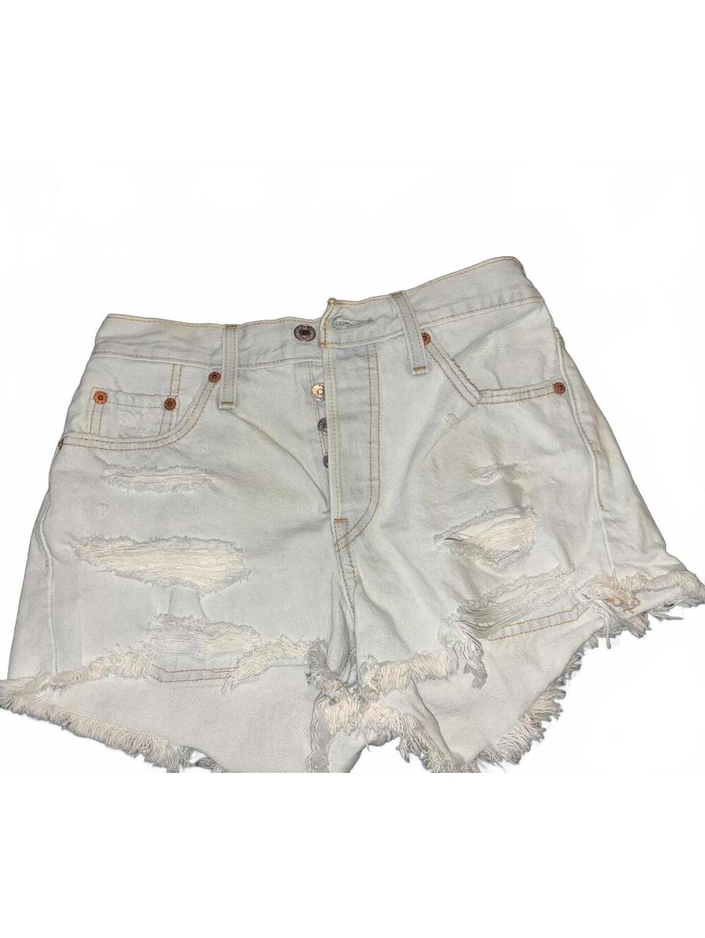 Levi's 501 Distressed Cutoff Denim Shorts Light Wash Frayed Hem